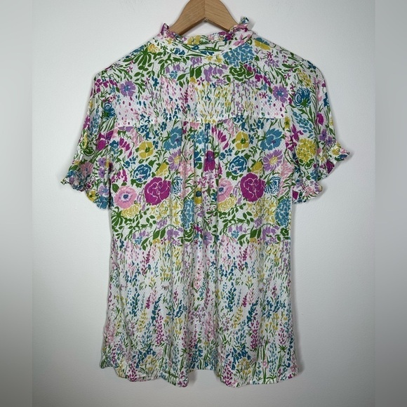 Banjanan Ebisu White Floral Blouse‎ Top Small - Picture 9 of 10